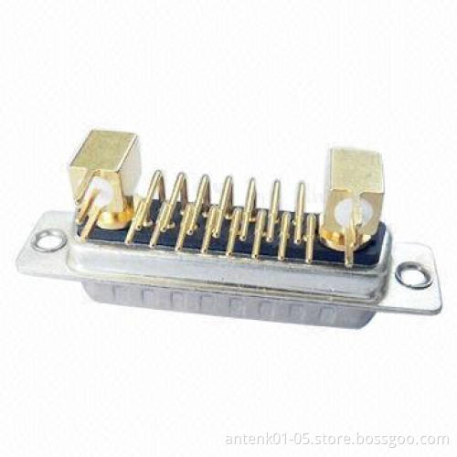 High Power D-SUB Connector, Coaxial 17W2 R/A PCB Male DIP Type, OEM and ODM Orders are Welcome